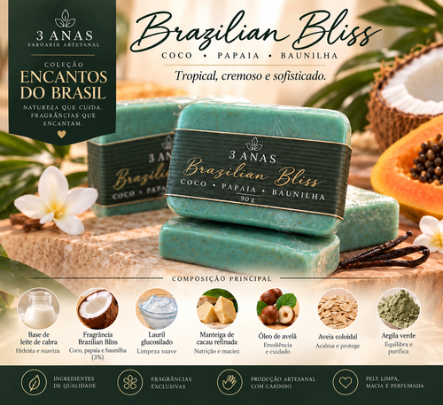 Sabonete Artesanal Brazilian Bliss – Coco, Papaia & Baunilha | 90 g