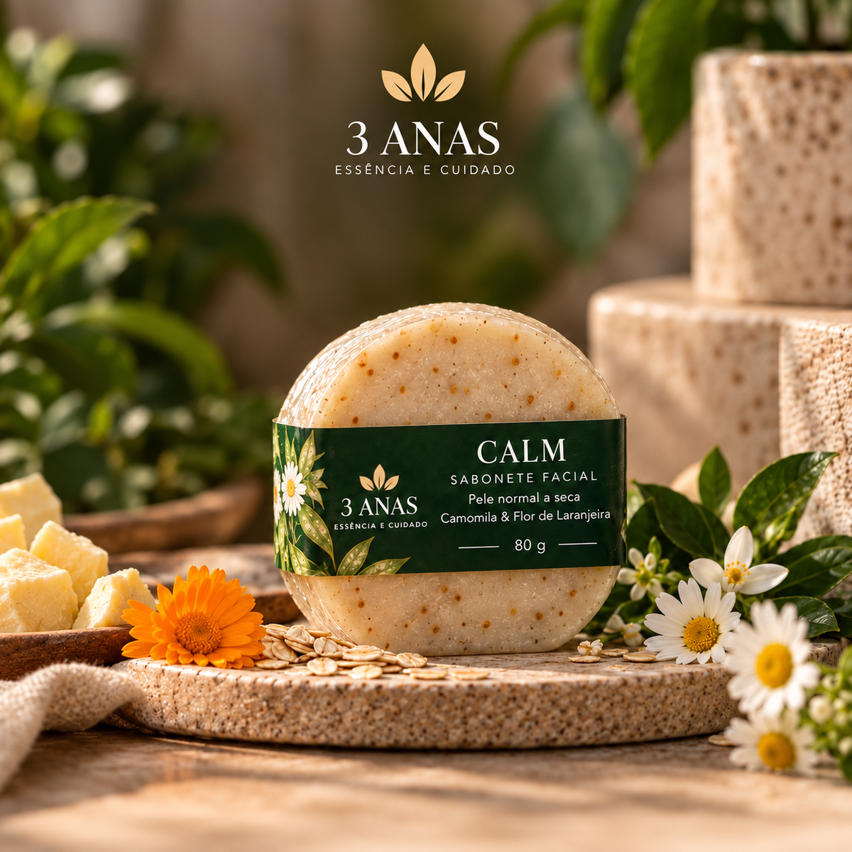 CALM — Sabonete Facial Artesanal para Pele Normal a Seca