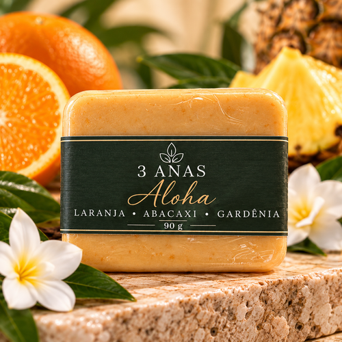 Sabonete Artesanal Aloha — Laranja, Abacaxi & Gardênia | 90 g